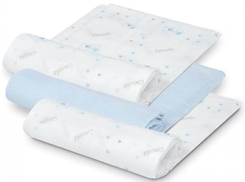 Interbaby Komplet pieluch Bambusowych Niebieskie 3 sztuki 55 x 70 cm
