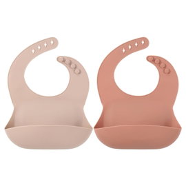COTTONBEBE Śliniak Silikonowy z Kieszonką Wodoodporny Regulowany 2 sztuki