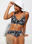 B.P.C. bikini czarne we wzory z wiązaniami r.44(85D)