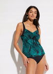 B.P.C top tankini czarne w duże zielone liście monstery ^46