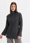 B.P.C sweter antracytowy z zamkiem i domieszką wełny r.44/46