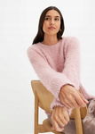 B.P.C krótki sweter w wyglądzie boucle różowy 32/34.