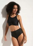 B.P.C bikini czarne top bustier figi maxi wysoki stan prążkowane r.38