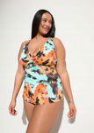 B.P.C tankini kolorowe we wzory i czarne figi maxi ^44