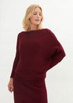 B.P.C sweter asymetryczny odsłaniający ramię burgundowy 48/50.