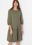 B.P.C sukienka dresowa khaki z falbaną r.32/34