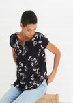 B.P.C t-shirt czarny w kwiatki z zamkiem 44/46.