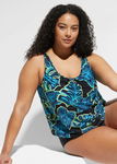 B.P.C czarne tankini w kolorowe kwiaty z figami 54.
