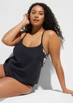B.P.C tankini oversize czarne ze wzorem kwiatowym ^44