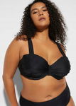 B.P.C biustonosz bikini na fiszbinach czarny marszczenia r.75F