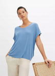 B.P.C t-shirt damski w serek z wiskozy niebieski 36/38.