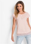 B.P.C t-shirt jasnoróżowy z koronką r.40/42