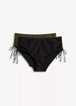 B.P.C 2-pak figi bikini czarne i khaki z wiązaniami po bokach r.48