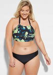 Bonprix czarne bikini bustier kwiaty r.44