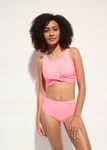 B.P.C bikini bustier z figami różowy neonowy prążkowany 40.