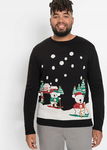 B.P.C sweter męski czarny w świąteczny wzór z dzwoneczkami M.