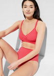 B.P.C bikini bustier wiązane różowe z figami ^44