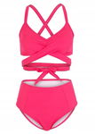 B.P.C bikini bustier wiązane różowe z figami ^42