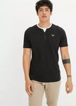 B.P.C t-shirt męski z dekoltem henley czarno-biała ^52/54, L