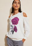 B.P.C bluza śmietankowa modna z nadrukiem r.48/50