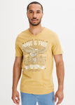B.P.C t-shirt męski musztardowy z nadrukiem XL.