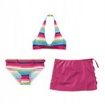 B.P.C bikini dziewczęce 3-elementowe kolorowe ze spódniczką r.152/158