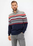 B.P.C sweter męski we wzory ze stójką i zamkiem 5XL.