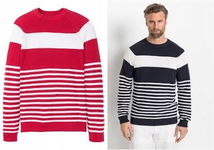 B.P.C sweter męski w biało-czerwone paski 4XL.