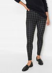 B.P.C legginsy czarne w białą kratę 32/34.