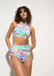 B.P.C wielokolorowe bikini bustier z figami wysoki stan r.48