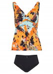 B.P.C tankini kolorowe we wzory i czarne figi maxi r.46