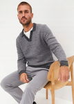 B.P.C sweter męski szary z dekoltem w serek ^52/54, L