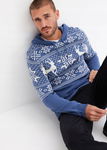 B.P.C sweter męski w norweski wzór z kapturem r.4XL