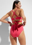 B.P.C bikini wiązane figi z wysokim stanem róż r.42
