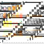 Regał magazynowy metalowy czarny 2w1 5 jasnych półek 150x75x30 cm