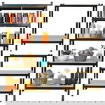 Regał magazynowy metalowy czarny 2w1 5 jasnych półek 180x90x40 cm