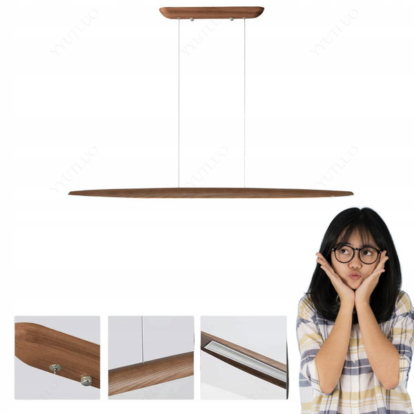 Nowoczesna drewniana Lampa Wisząca LED YYUTLUO 100 cm BRAK PILOTA