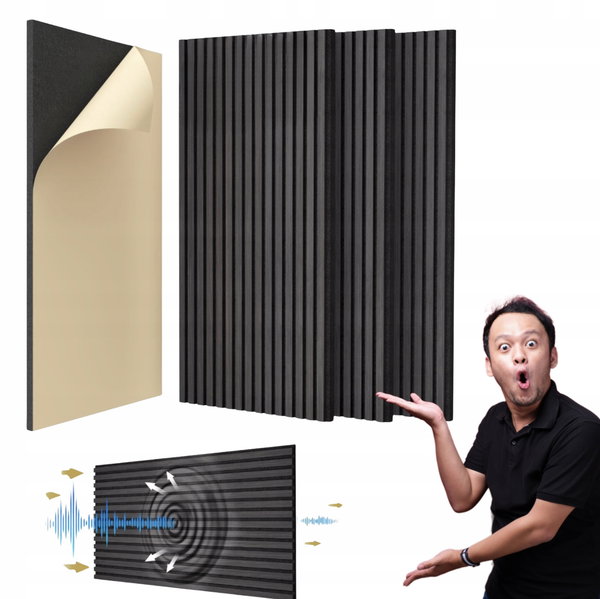 TONOR 4 Dwuwarstwowe Panele Akustyczne Duże Samoprzylepne 120x60cm Czarne