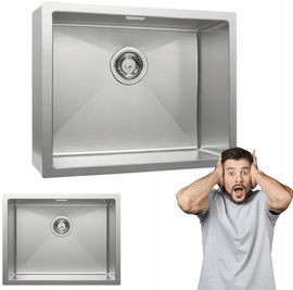 Zlewozmywak kuchenny ze stali nierdzewnej 55x44cm Auralum srebrny z syfonem