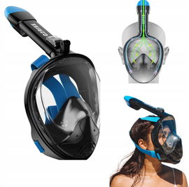 Maska do nurkowania z pełną twarzą uchwyt na kamerę G2RISE niebieska r.S/M