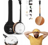 Vangoa 5-strunowe Banjo 38" Remo Zestaw Dla Początkujących Etui Strojnik