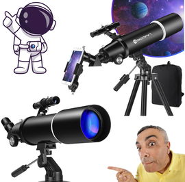 Przenośny teleskop astronomiczny 80 mm ze statywem i adapterem EACONN
