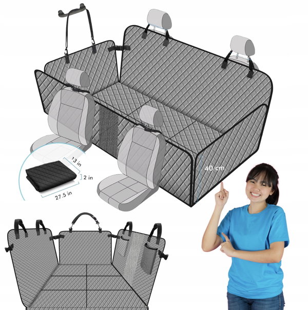 Reiseresa Koc dla Psa Samochodowy 130×68cm Wodoodporny + Pas Bezpieczeństwa