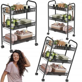 Wózek do przechowywania poziomowy na kółkach metalowy kolor czarny WELDUN