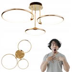 YYUTLUO złota lampa sufitowa LED 60W ściemniana pilotem 56 cm 3 pierścienie