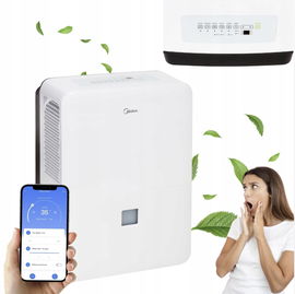Osuszacz powietrza Midea duża pojemność 50L do 112 m2 / 300 m3 biały