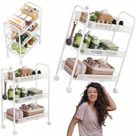 Wózek do przechowywania poziomowy na kółkach metalowy kolor biały