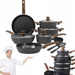 12-częściowy zestaw garnków indukcyjnych z czarnego granitu Kitchen Academy