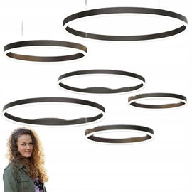 Nowoczesny okrągły żyrandol Led DIY 2 czarne pierścienie z pilotem YYUTLUO