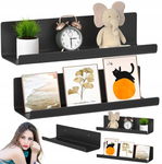 Zestaw 2 półek ściennych bez wiercenia czarny 32cm półka wisząca WELDUN